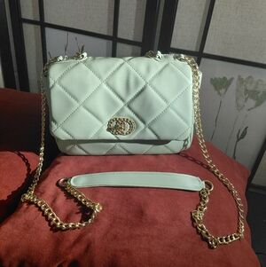 Mint Green Quilted Chain Shoulder Bag